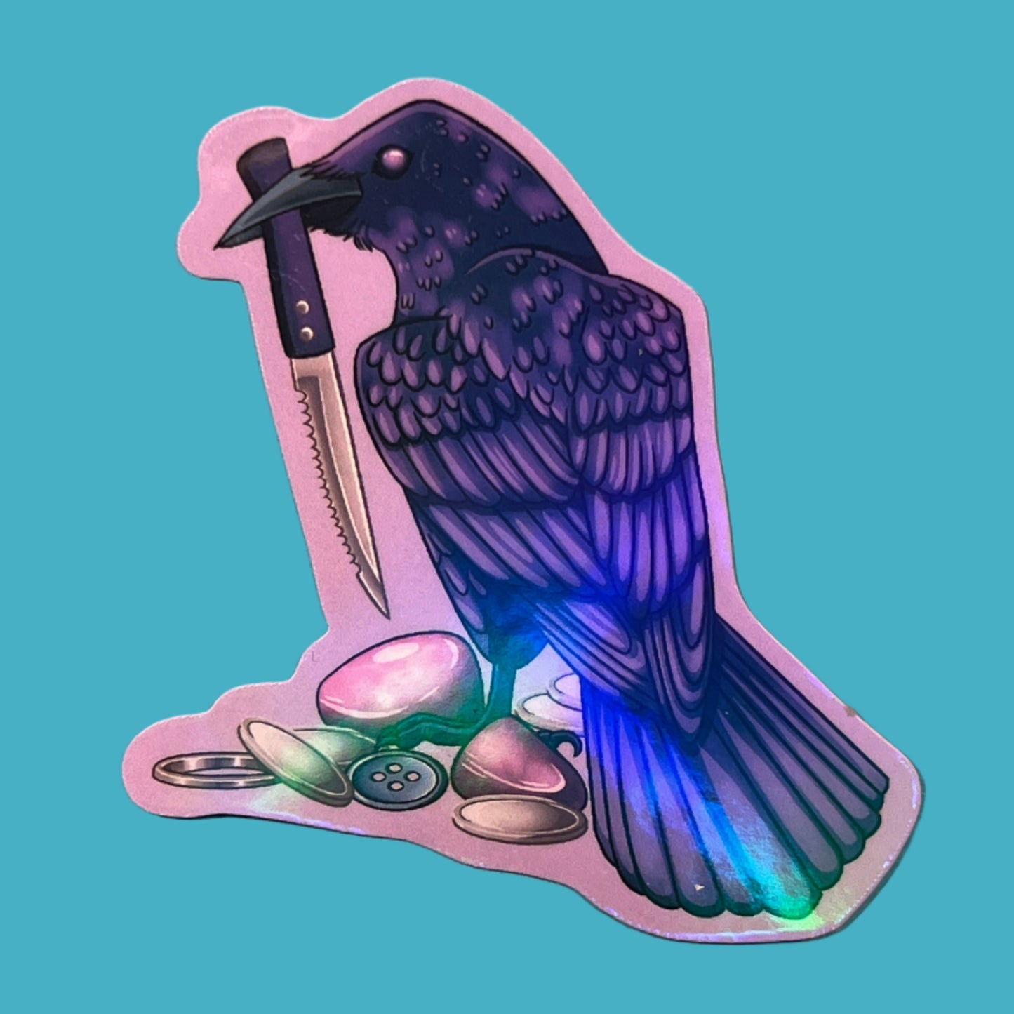 Knife Raven Holographic Sticker